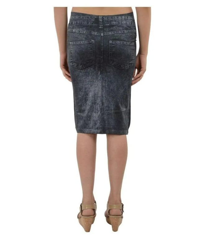 Chinese Denim Printed Short Skirt Black Colour With Front pockets &  