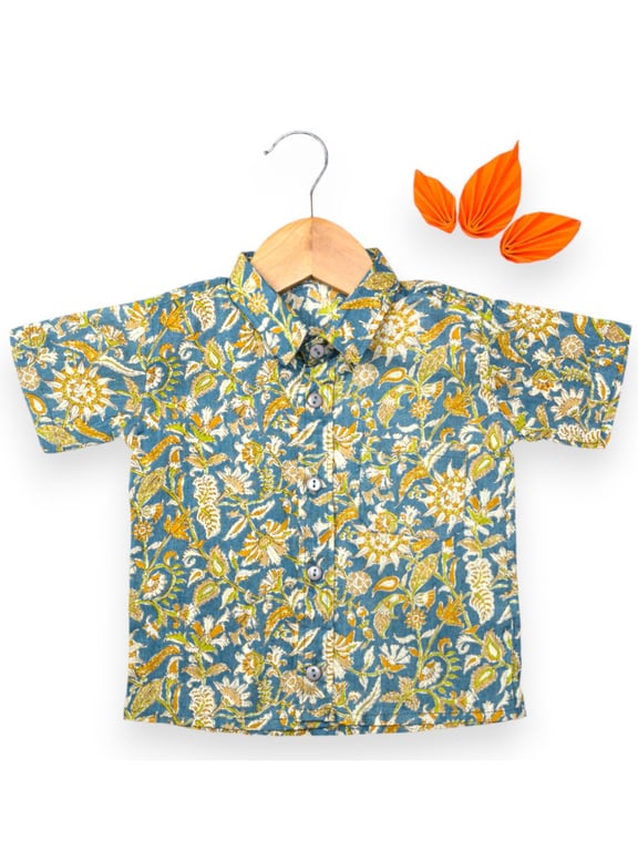 Kalamkari Print Pure Cotton Shirt for kids