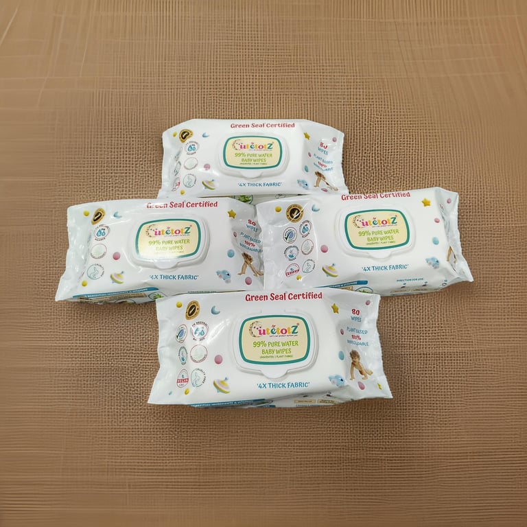CutetotZ® Premium Organic Baby Wet Wipes | Green Seal® Certified | Pack 01 (80 Wipes)