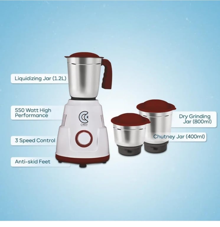 Crest power pro 550watts 3jar mixer grinder