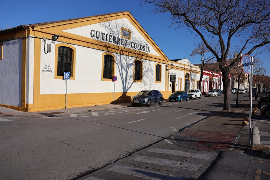 Photo of Gutierrez Colosía winery in El Puerto de Santa María, Spain, showcasing traditional architecture.