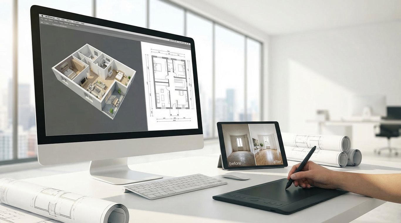 Hausplaner für Immobilienvermarktung: Welche Tools helfen wirklich bei Exposé, Grundriss und Vorher-Nachher-Visualisierung?