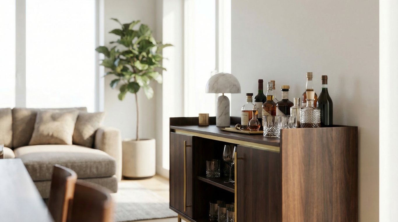 Bar für kleine Wohnungen: 12 Ideen, die Immobilienfotos hochwertiger wirken lassen