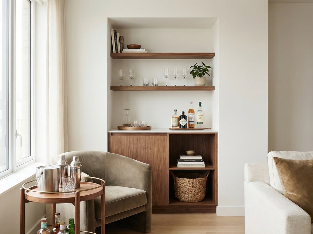 Illustration for section 2 of: Bar für kleine Wohnungen: 12 Ideen, die Immobilienfotos hochwertiger wirken lassen