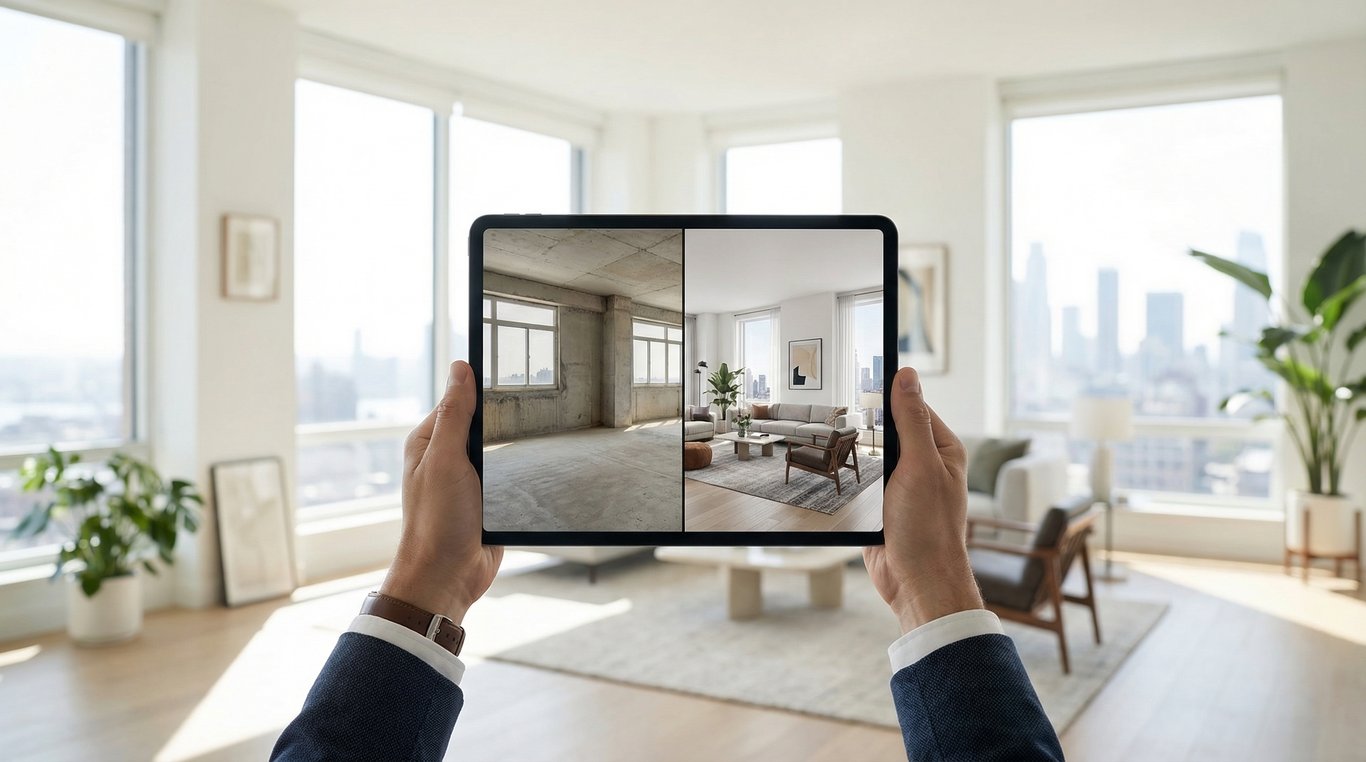 KI-Raumgestaltung Vorher/Nachher: realistische Beispiele für Immobilien