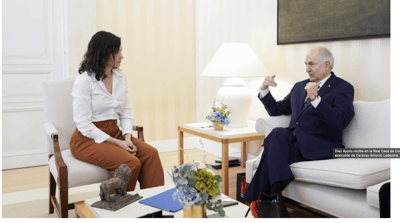 Díaz Ayuso recibe en la Real Casa de Correos al exalcalde de Caracas Antonio Ledezma
