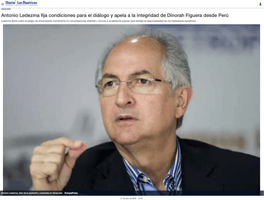 Antonio Ledezma fija condiciones para el diálogo y apela a la integridad de Dinorah Figuera desde Perú