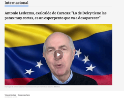 Antonio Ledezma, exalcalde de Caracas: 'Lo de Delcy tiene las patas muy cortas, es un esperpento que va a desaparecer'