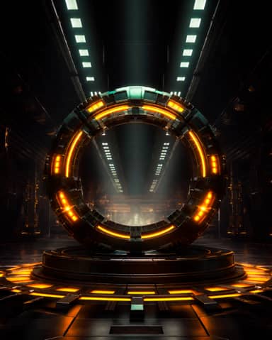 Glowing Orange Sci Fi Portal Futuristic Background