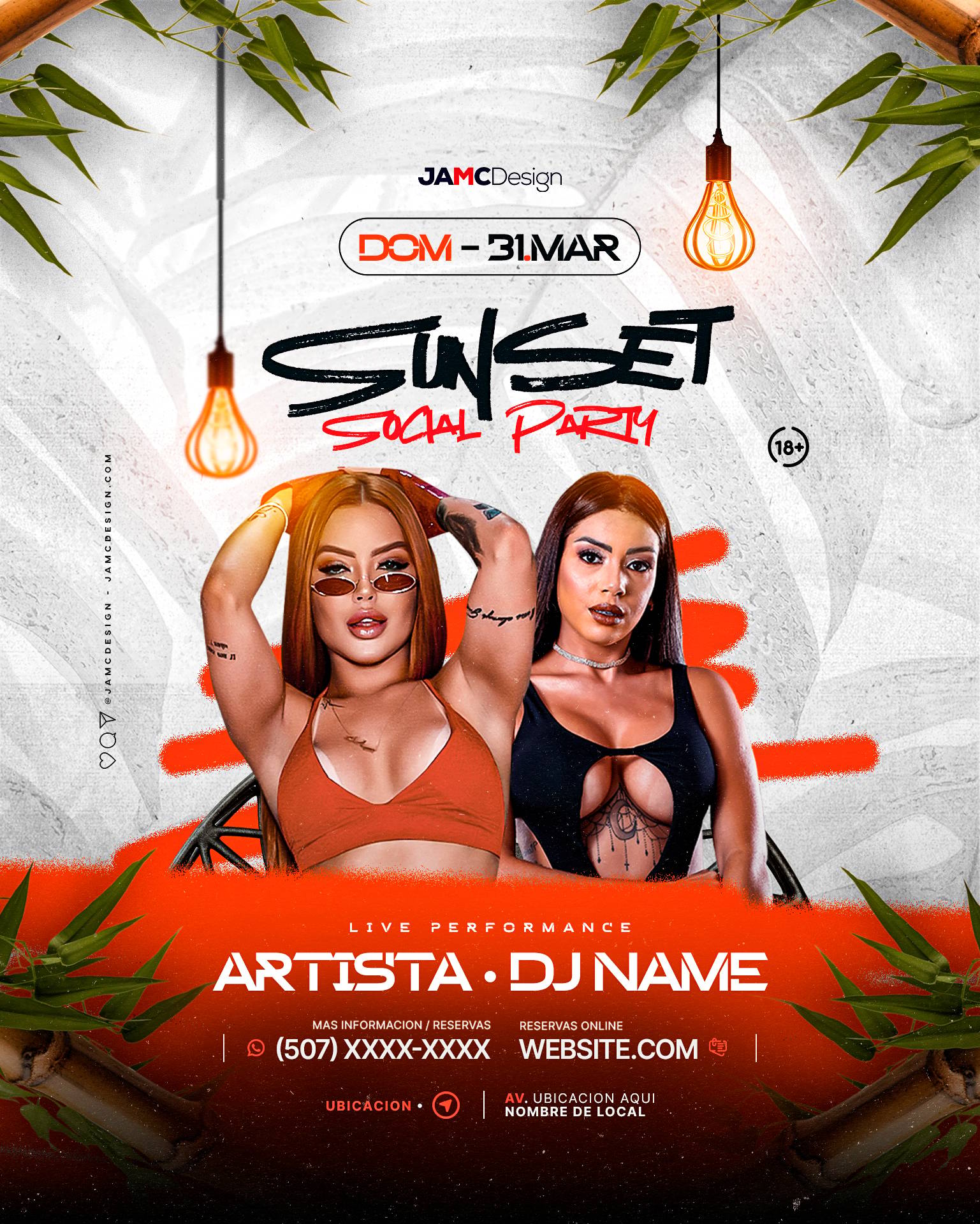 Sunday Sunset Party Flyer Template PSD