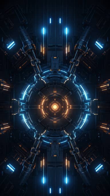 Glowing Mechanical Reactor Core Sci Fi Background