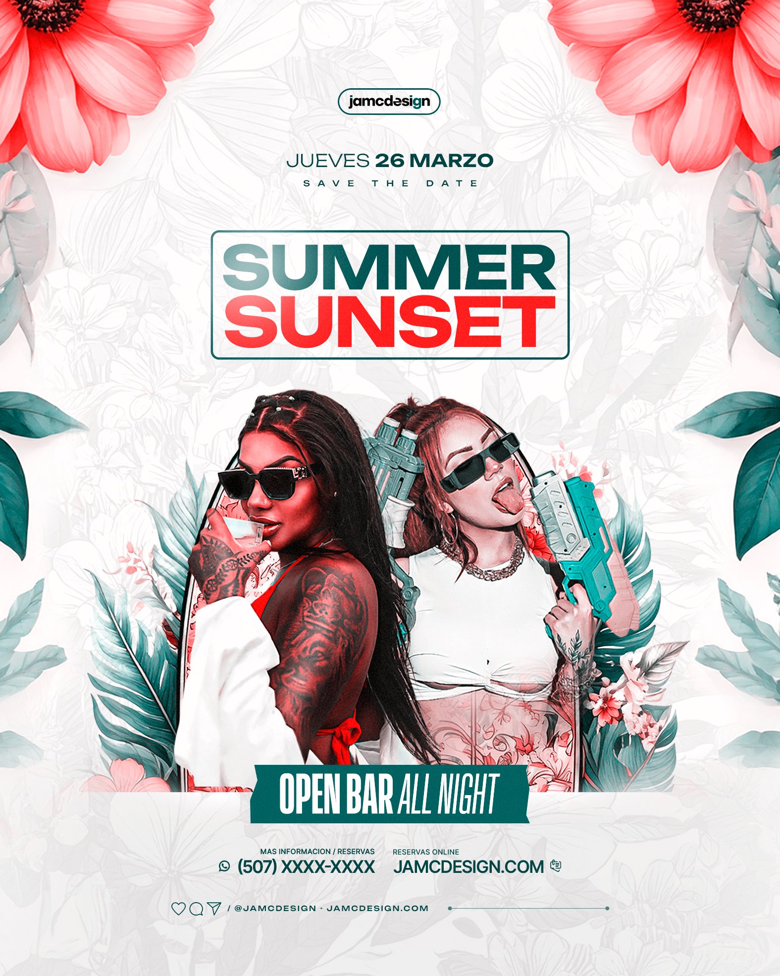 Summer Sunset Flyer Template PSD