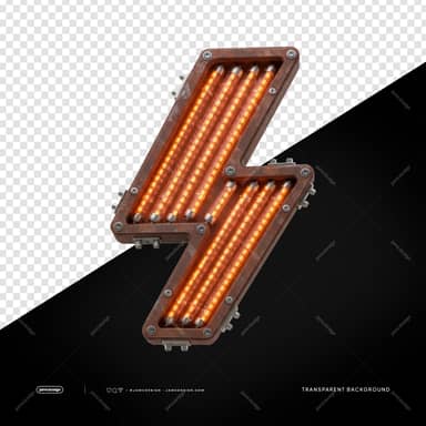 Orange Led Lightning Bolt Light Metallic Tube Glow PNG Transparent