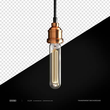 Vintage Edison Light Bulb with Copper Socket PNG Transparent Background