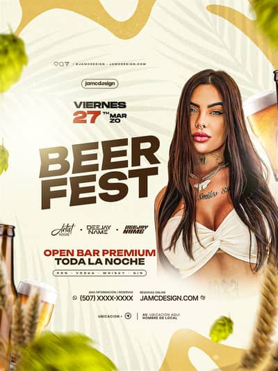 Beer Fest Flyer Template PSD Editable