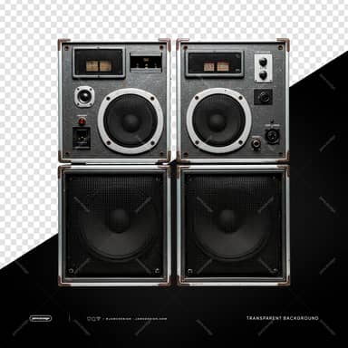 Vintage Black Speaker Stack With Vu Meters PNG Transparent