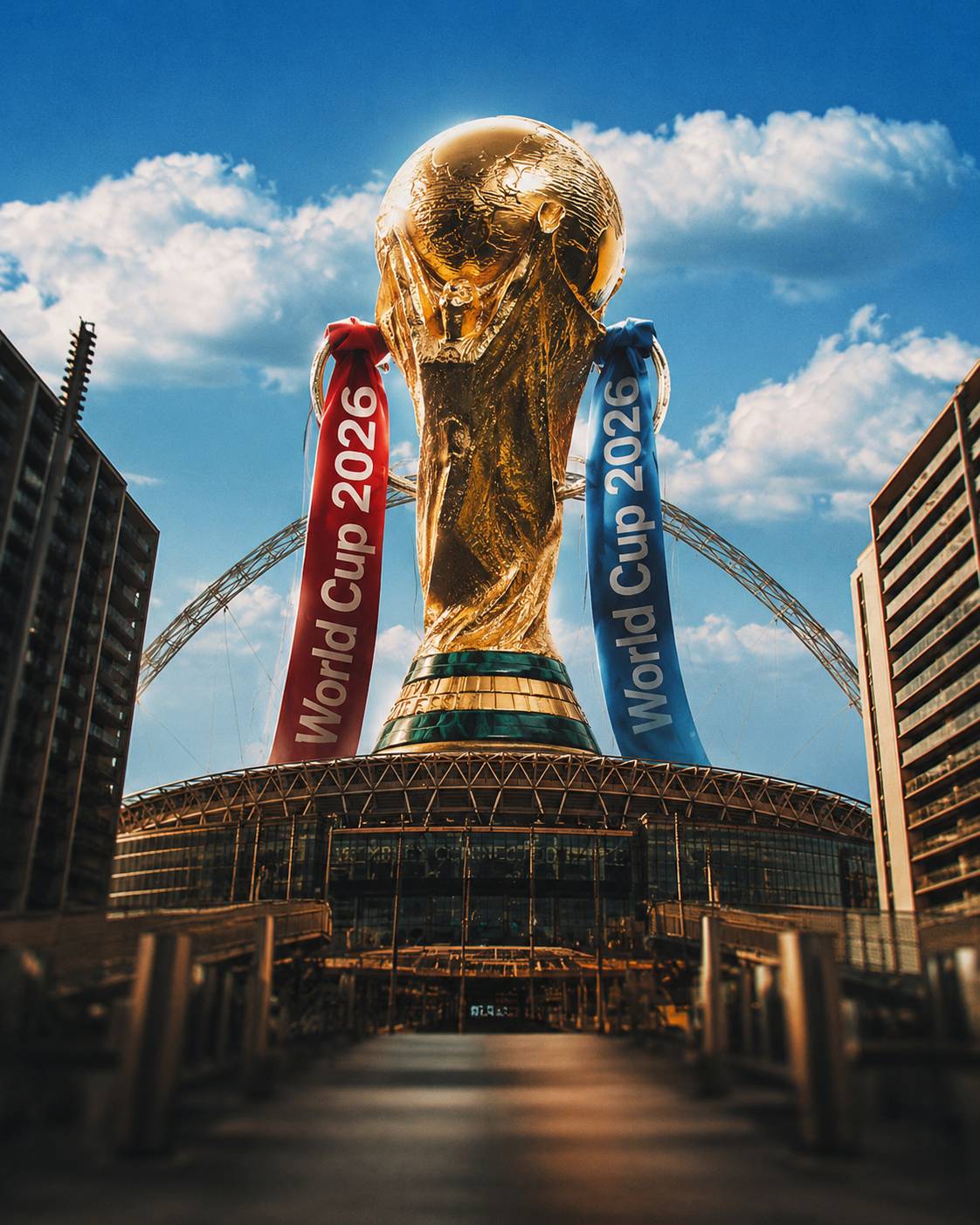 World Cup Gold Trophy Soccer Stadium Background