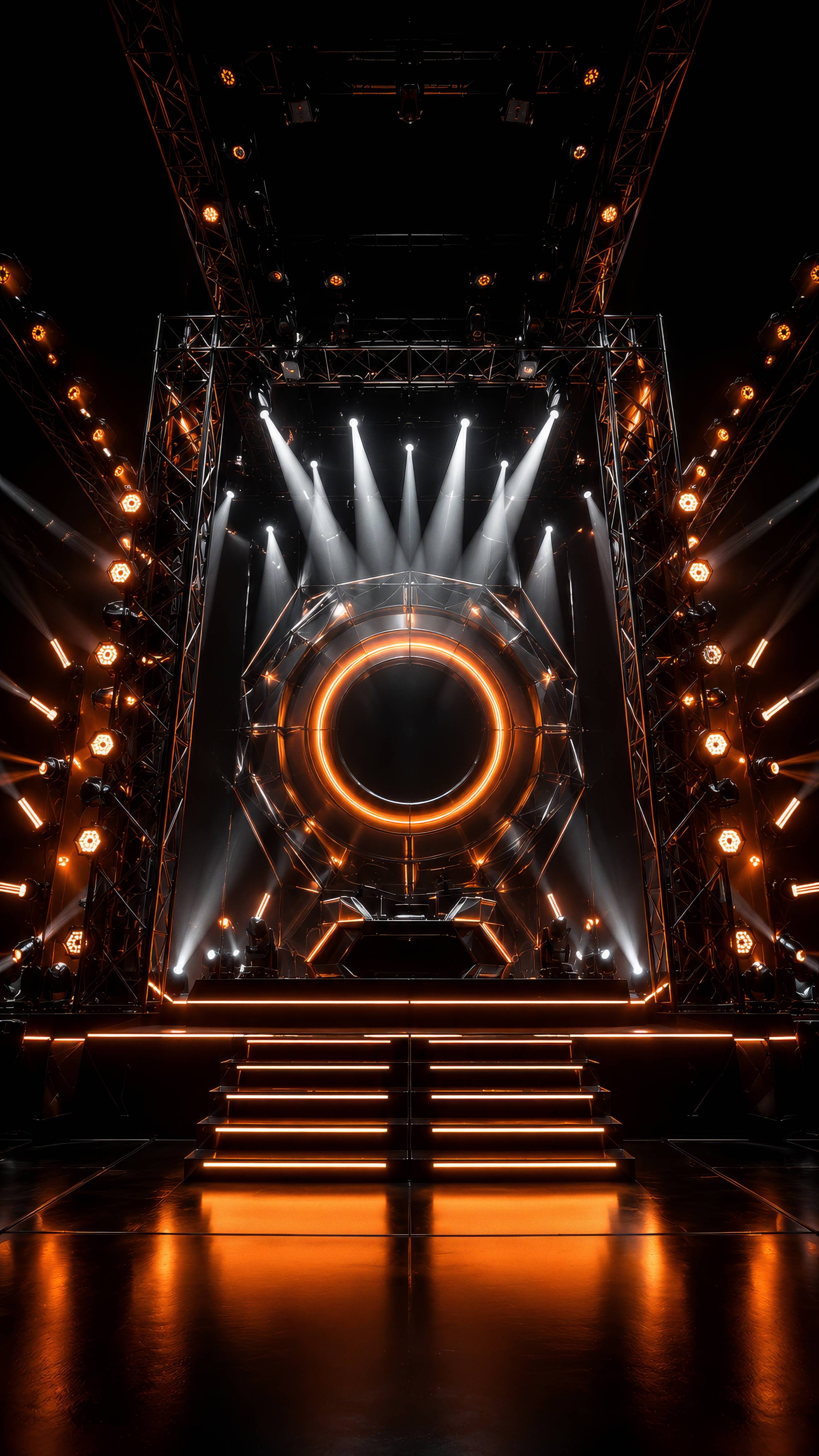 Futuristic Orange Stage Background