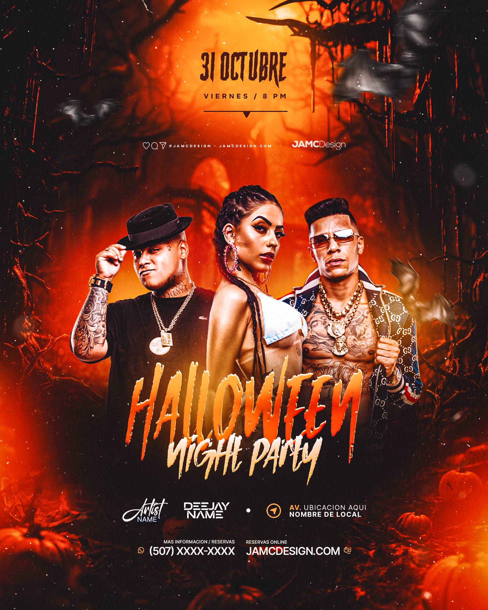 Halloween Night Party Flyer Template PSD 