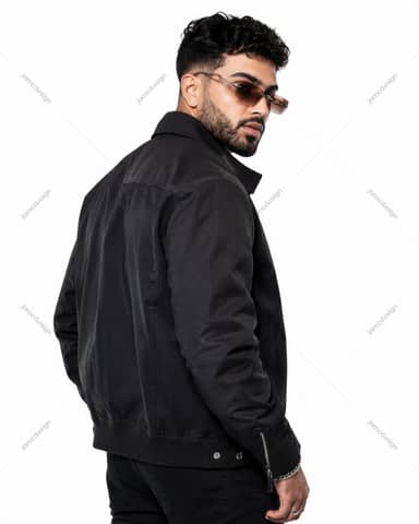 Stylish Bearded Man In Black Jacket And Sunglasses Photo