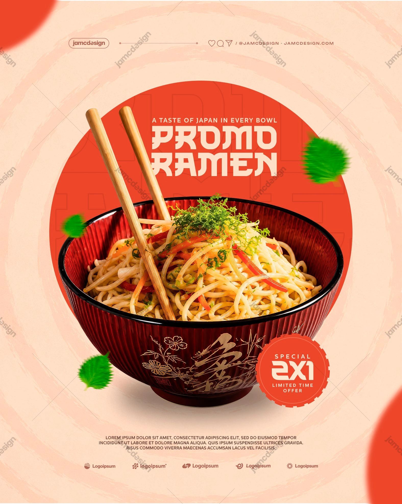 Promo Ramen Design Flyer Template PSD Editable