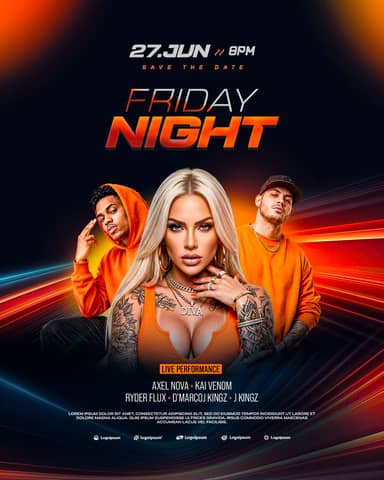 Friday Night Flyer Template PSD Editable