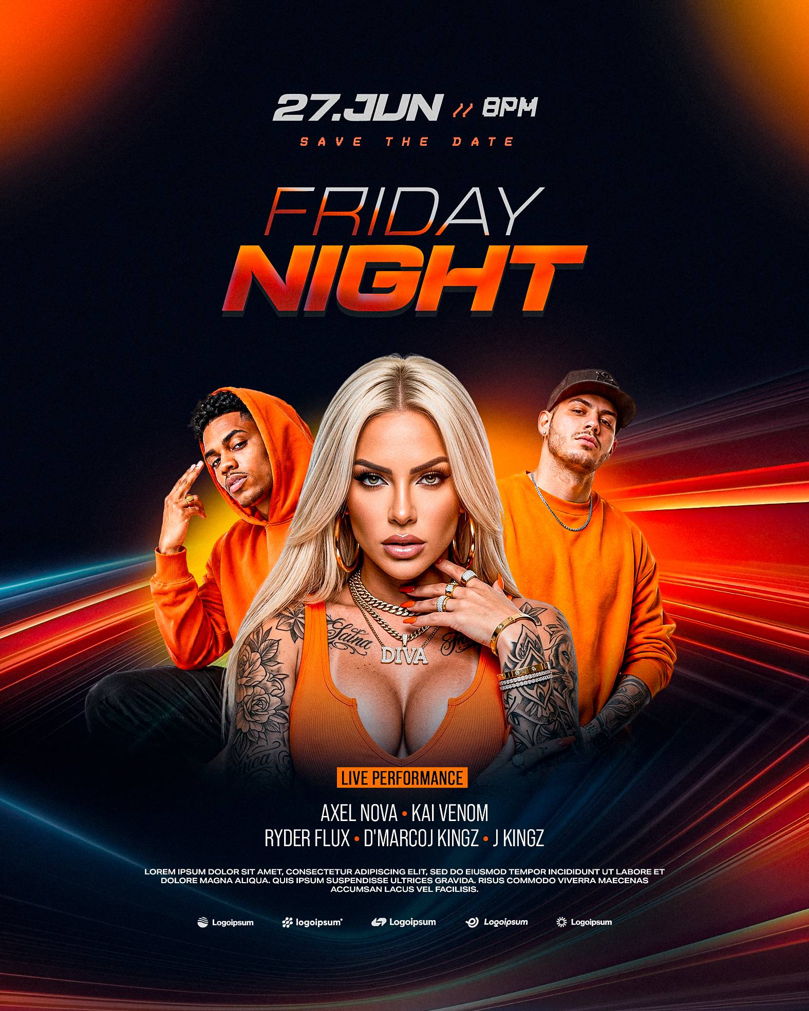Friday Night Flyer Template PSD Editable