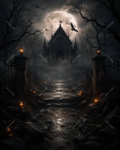 Moonlit Swamp Bridge Halloween Background