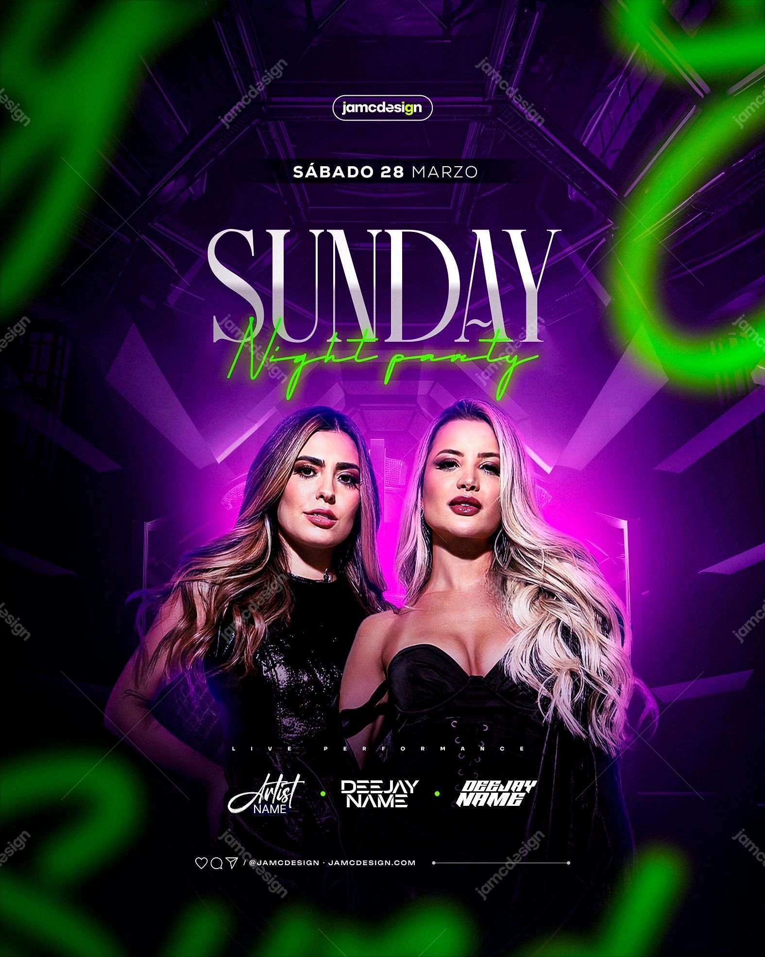 Sunday Party Flyer Template PSD Editable