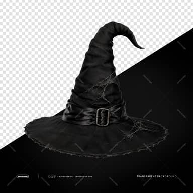 Black Witch Hat With Spider Webs PNG Transparent Background