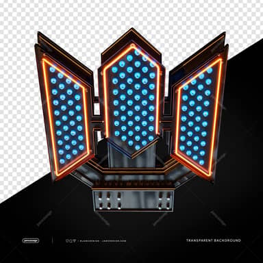 Luz de Palco Tridente 3D PNG Fundo Transparente