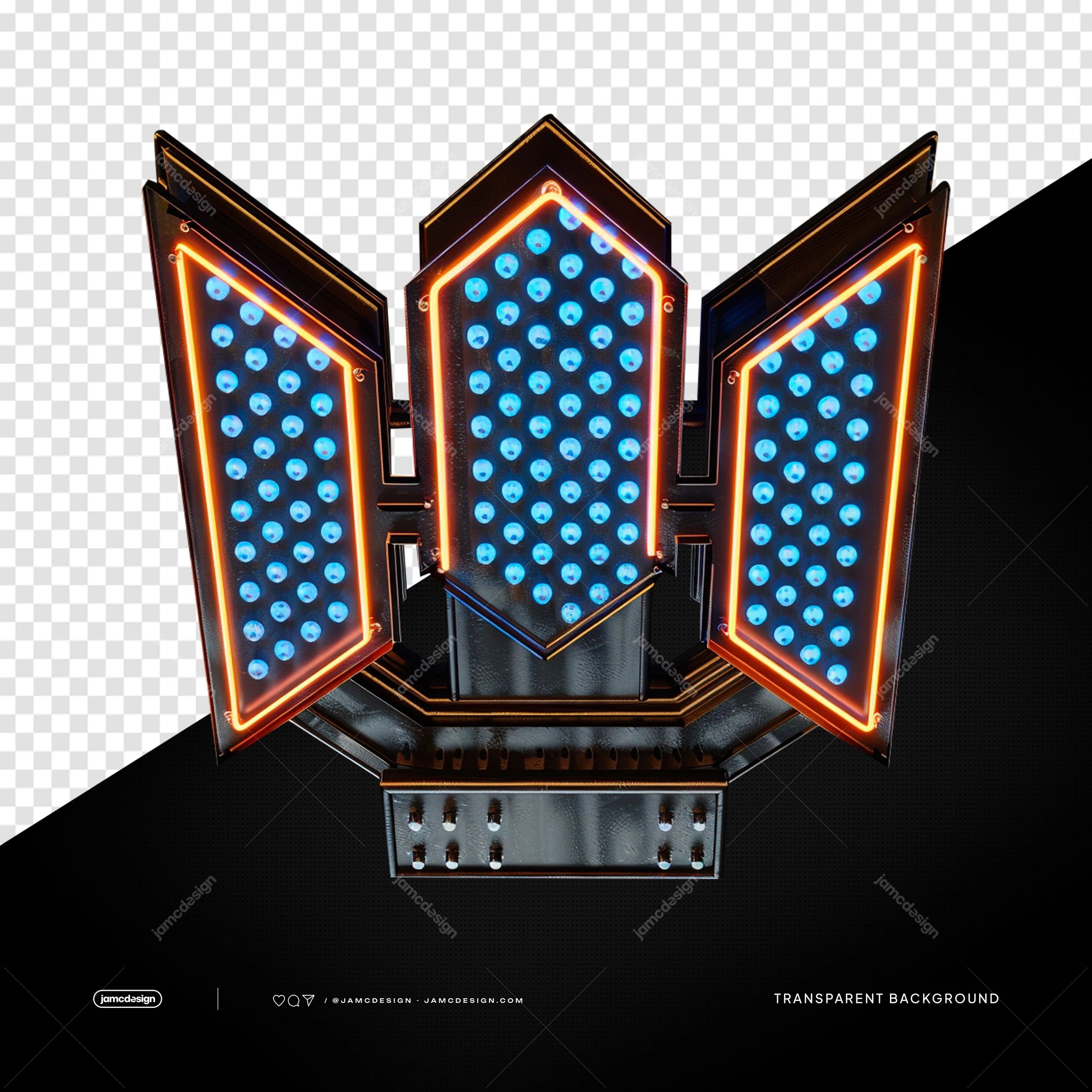 3D Trident Shaped Neon Stage Light PNG Transparent Background