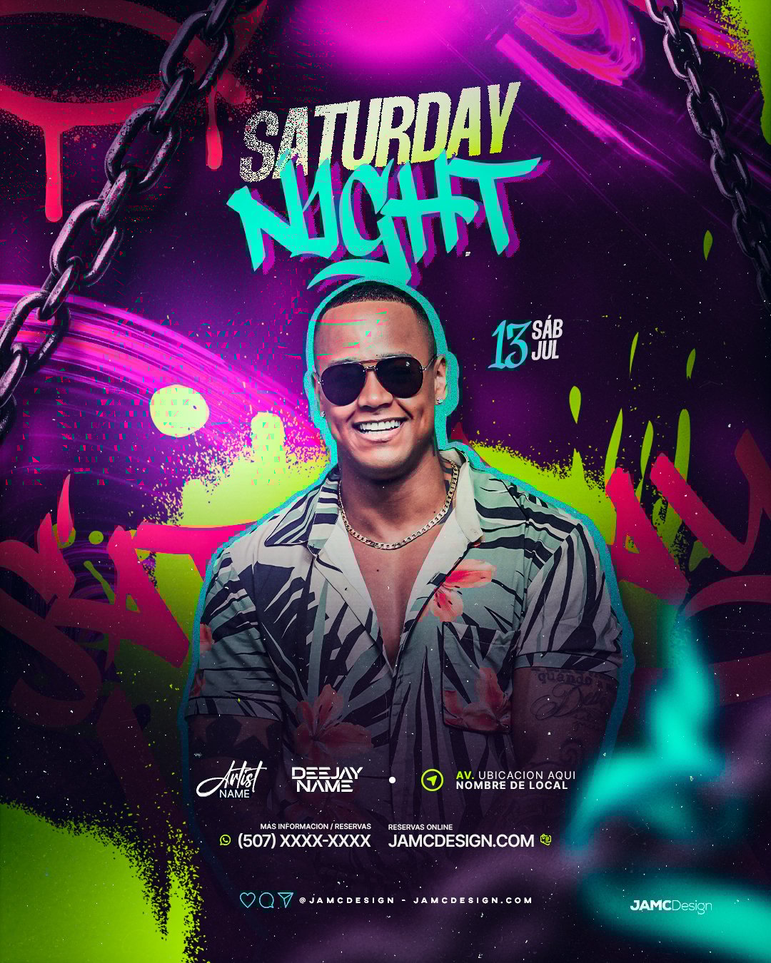 Saturday Night Party Flyer Template PSD