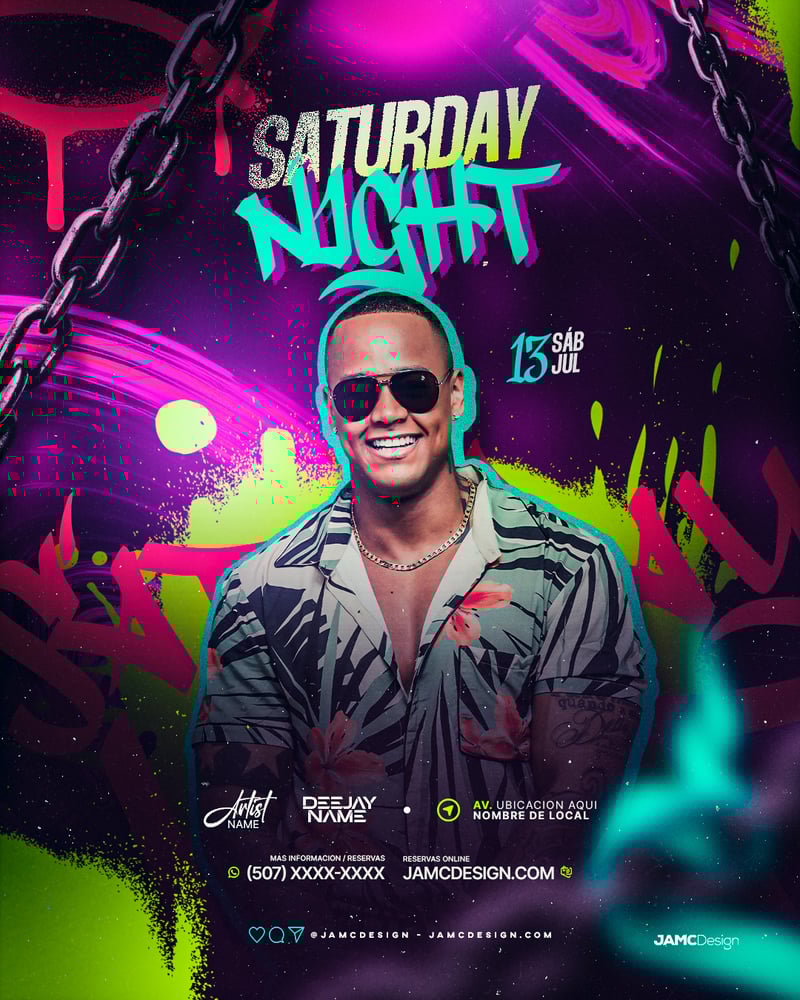 Saturday Night Party Flyer Template PSD 