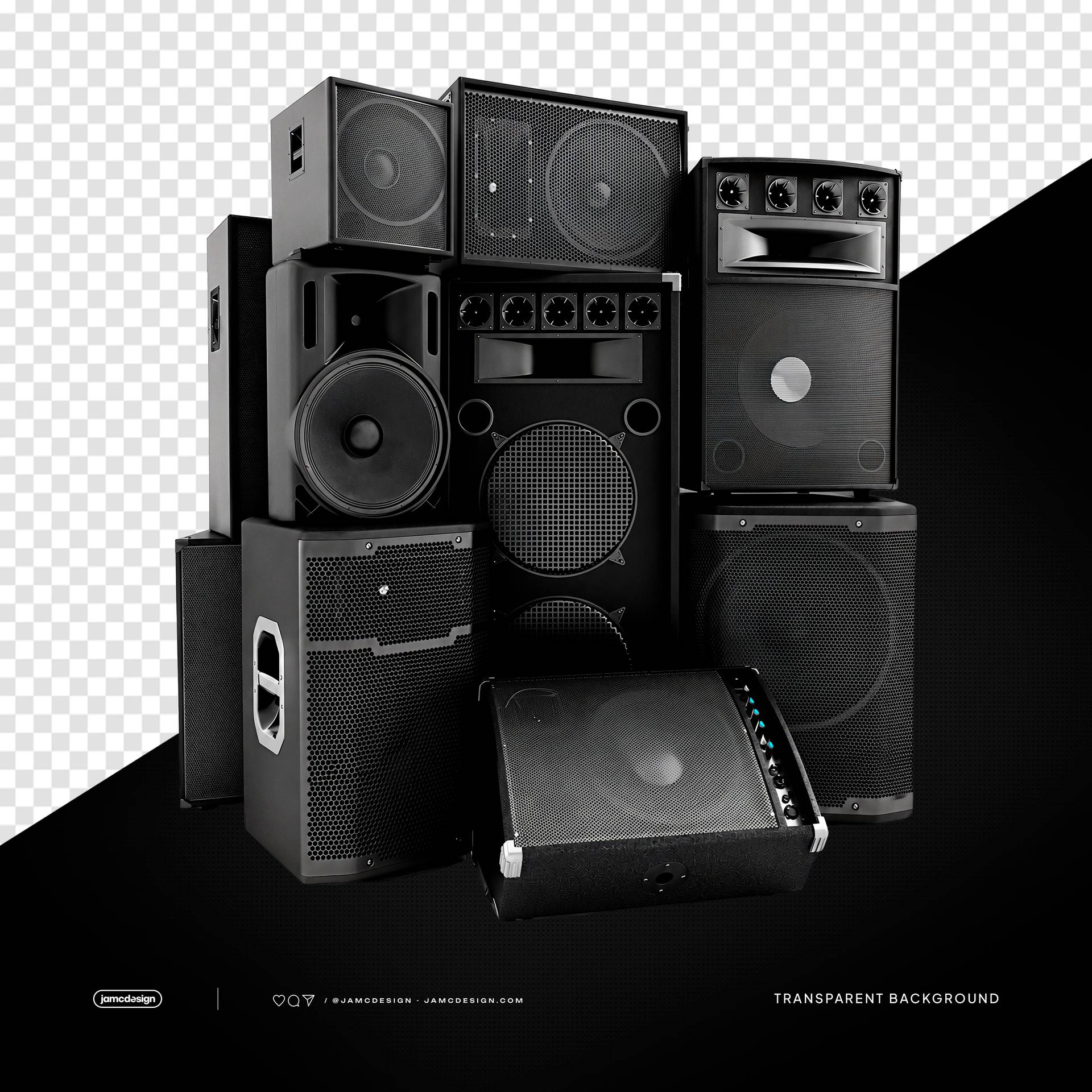 Professional DJ Speaker Stack Transparent Background