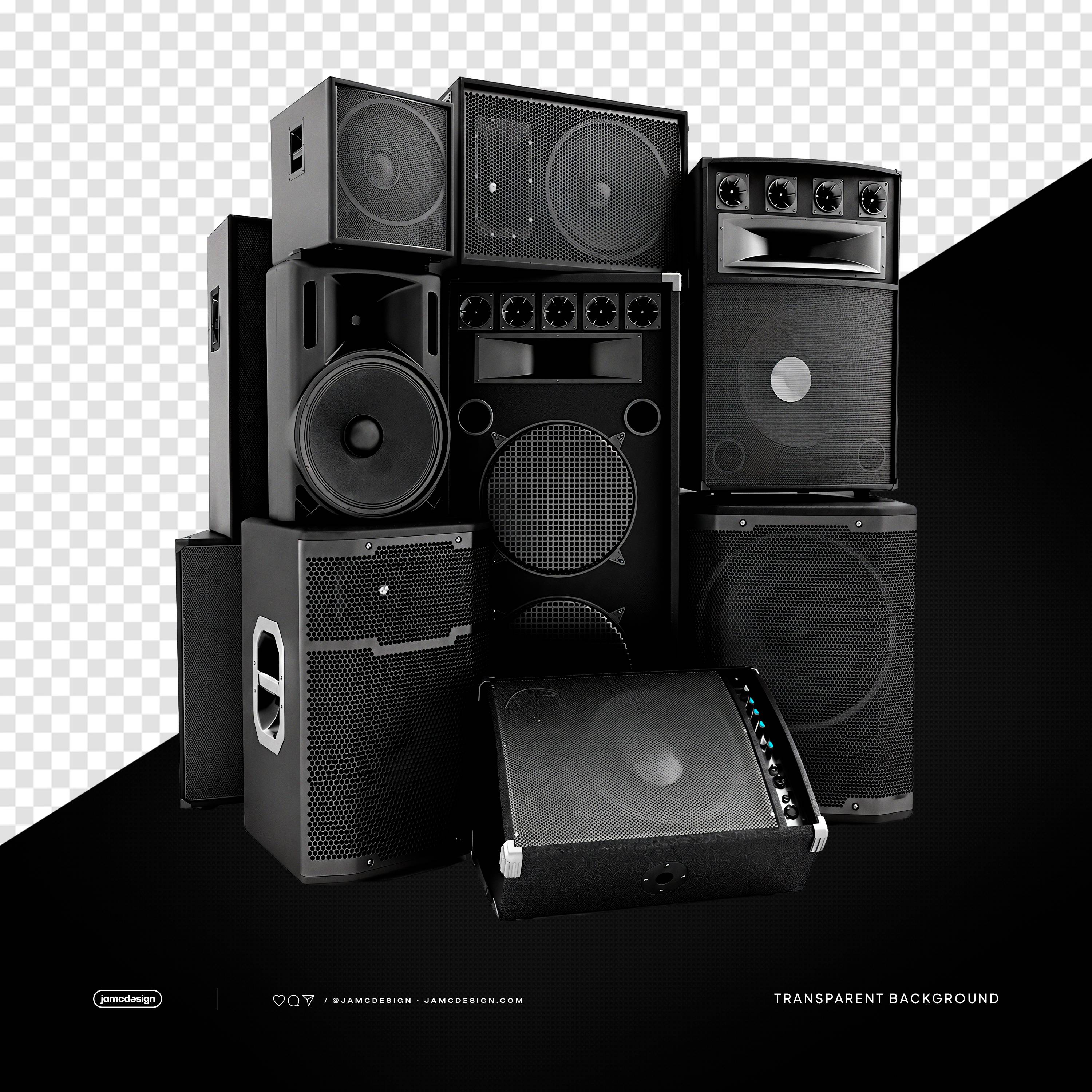 Professional DJ Speaker Stack Transparent Background