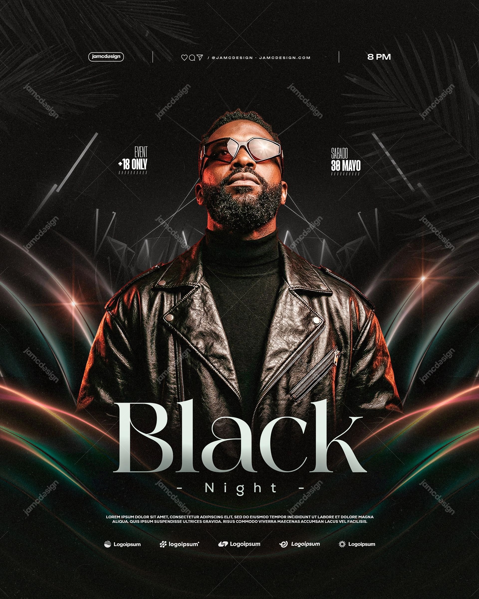 Black Night Flyer Template PSD Editable