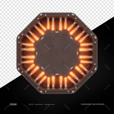 Octagonal Orange Led Light Ring Glowing Tubes PNG Transparent