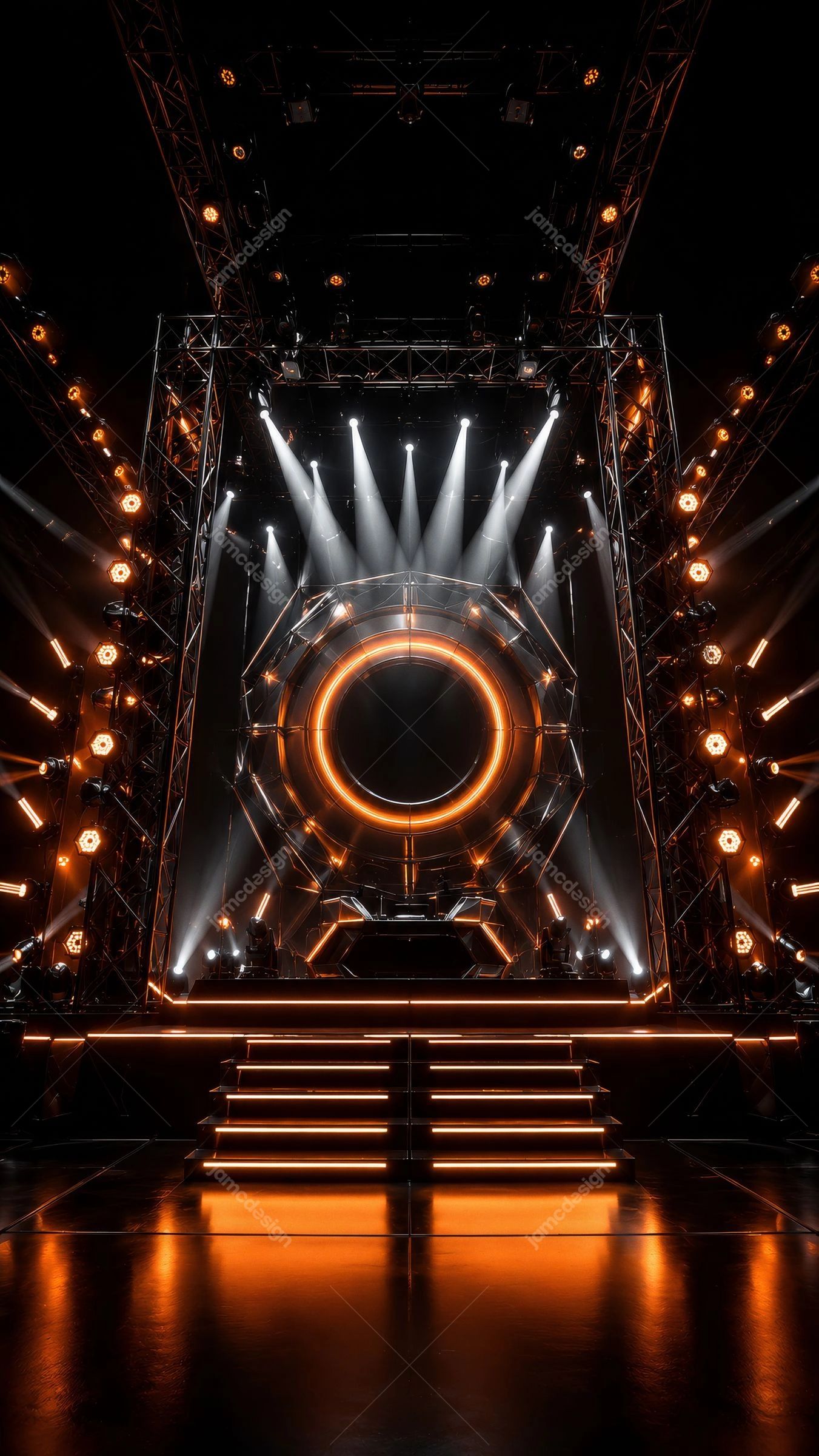 Futuristic Orange Stage Background