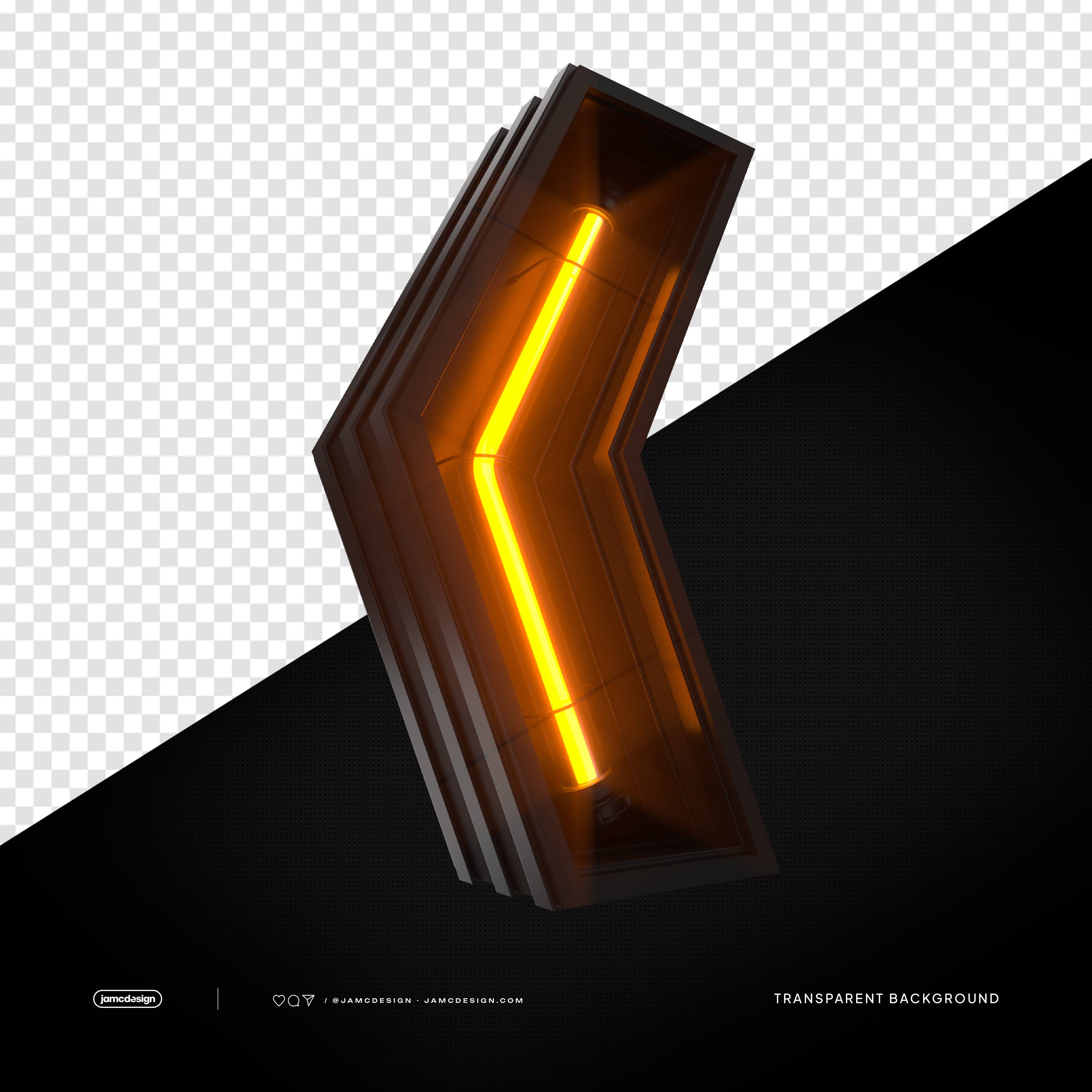 Orange Neon Arrow Light Transparent Background