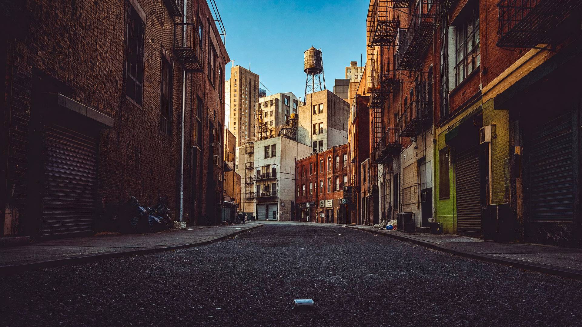 Cinematic New York Style Urban Alley Horizontal Background