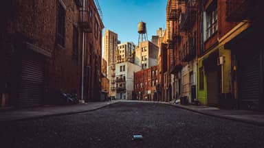 Cinematic New York Style Urban Alley Horizontal Background