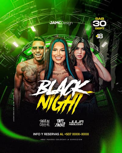 Black Night Flyer Template PSD