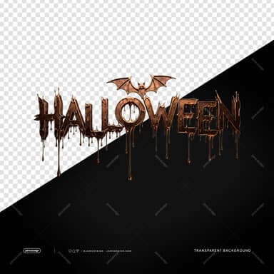 Halloween Dripping Blood Text Copper Bat Lettering PNG Transparent