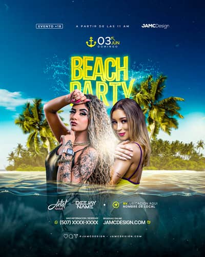 Beach Party Flyer Template PSD