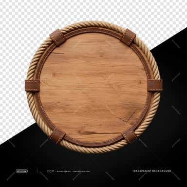 Light Wood Round Board With Rope Border Brown Object PNG Transparent