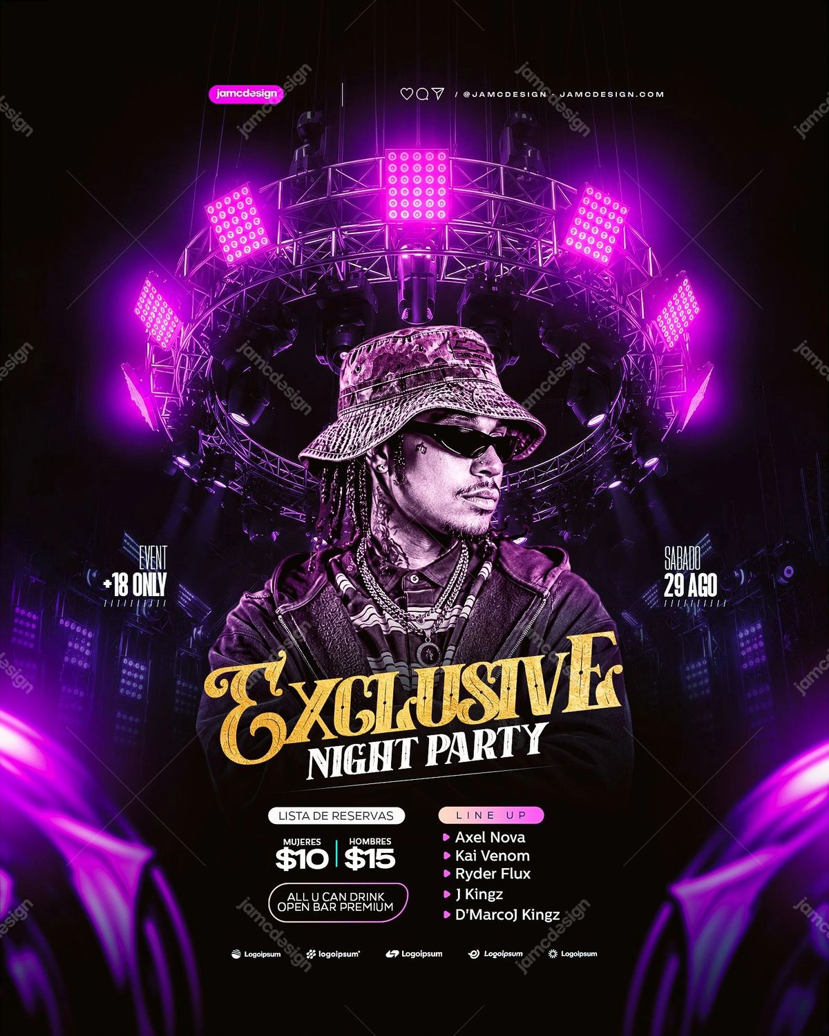 Exclusive Night Party Event Flyer Template PSD Editable