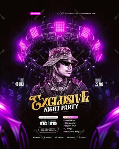 Exclusive Night Party Event Flyer Template PSD Editable