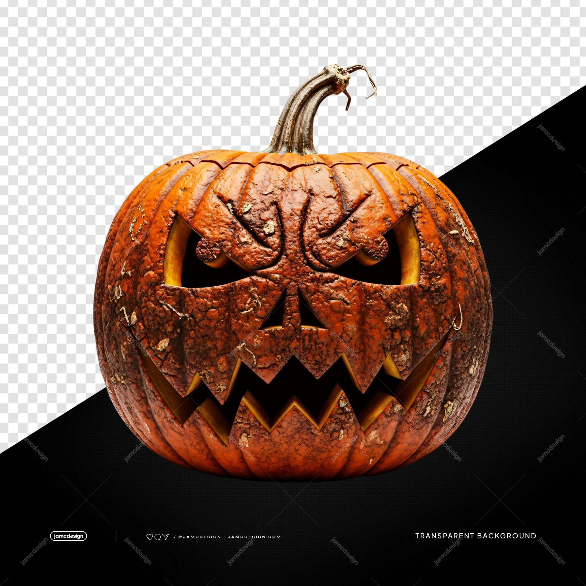 Calabaza Jack o Lantern con Rostro de Horror Naranja PNG Transparente. Un objeto PNG transparente ya terminado