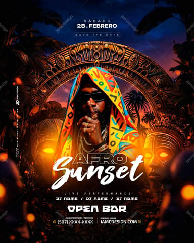 Afro Sunset Modelo de Flyer PSD